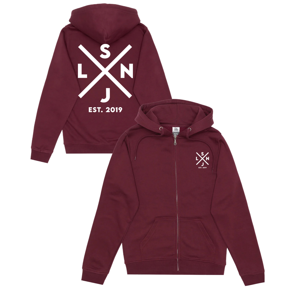 Le Noise - Cross Logo Zipped Hoodie (Maroon)